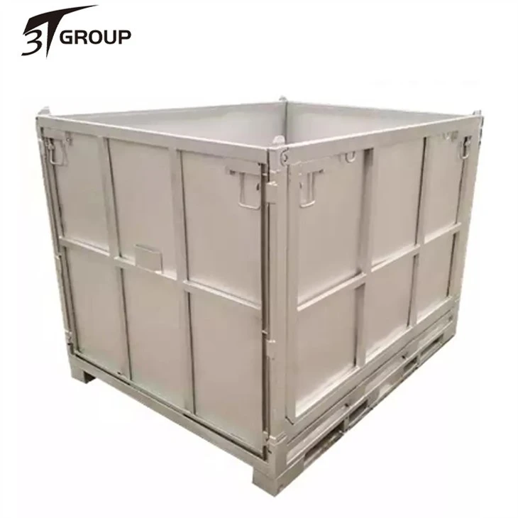 Galvanized stackable steel foldable metal pallet box manufacture